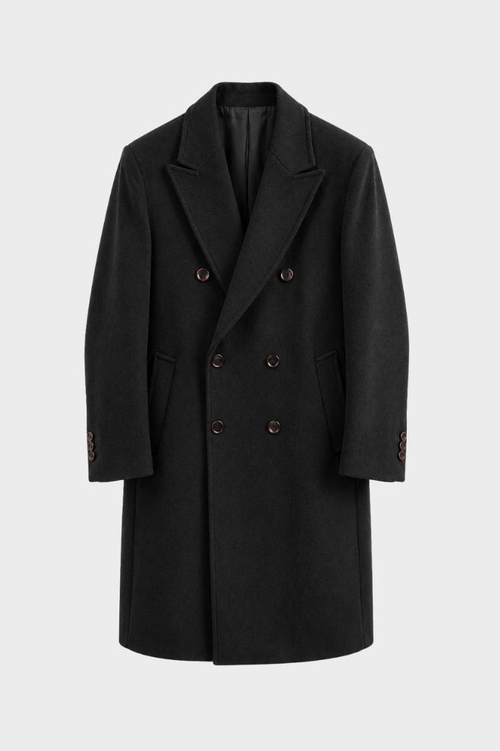 Men's Double-Breasted Coat | Notched Lapel & Long Form