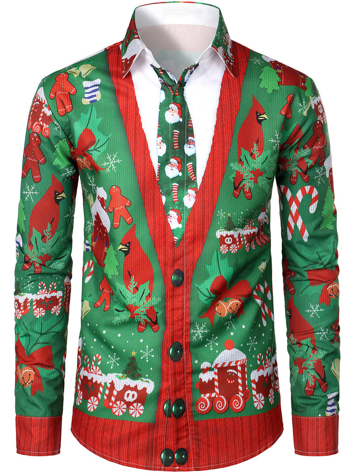 Grant - Men's Christmas Funny Outfit Holiday Party ugly Long-Sleeved Shirt