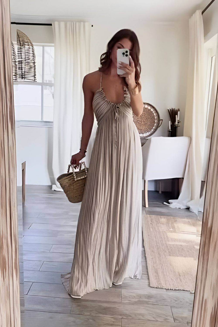 Lanie Chic Pleated Maxi Dress - Elena Harper