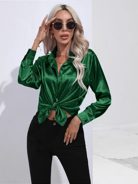 Women's Long Sleeve Button-Up Blouse