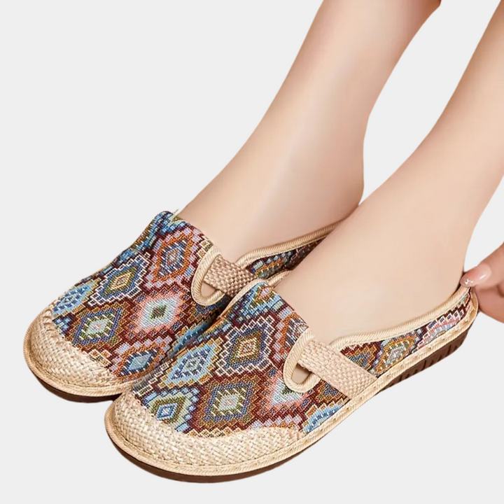 Embroidered Summer Mules for Women Comfortable and Fashionable Slip-On Shoes, view 2 - Elena Harper