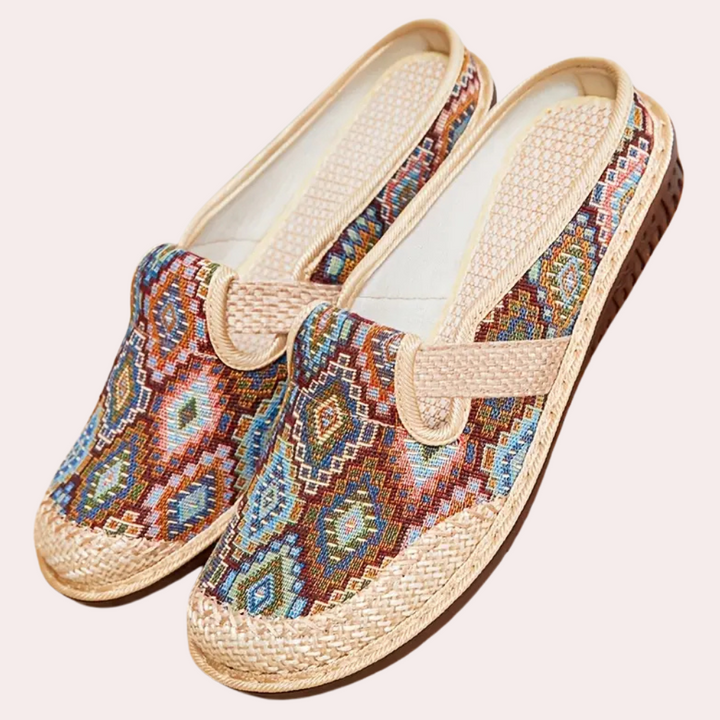 Embroidered Summer Mules for Women Comfortable and Fashionable Slip-On Shoes, view 3 - Elena Harper