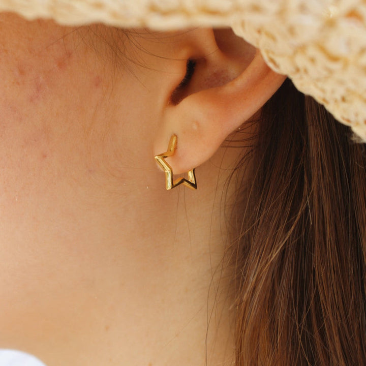Huggie Star Earrings Star Earrings, view 2 - Elena Harper