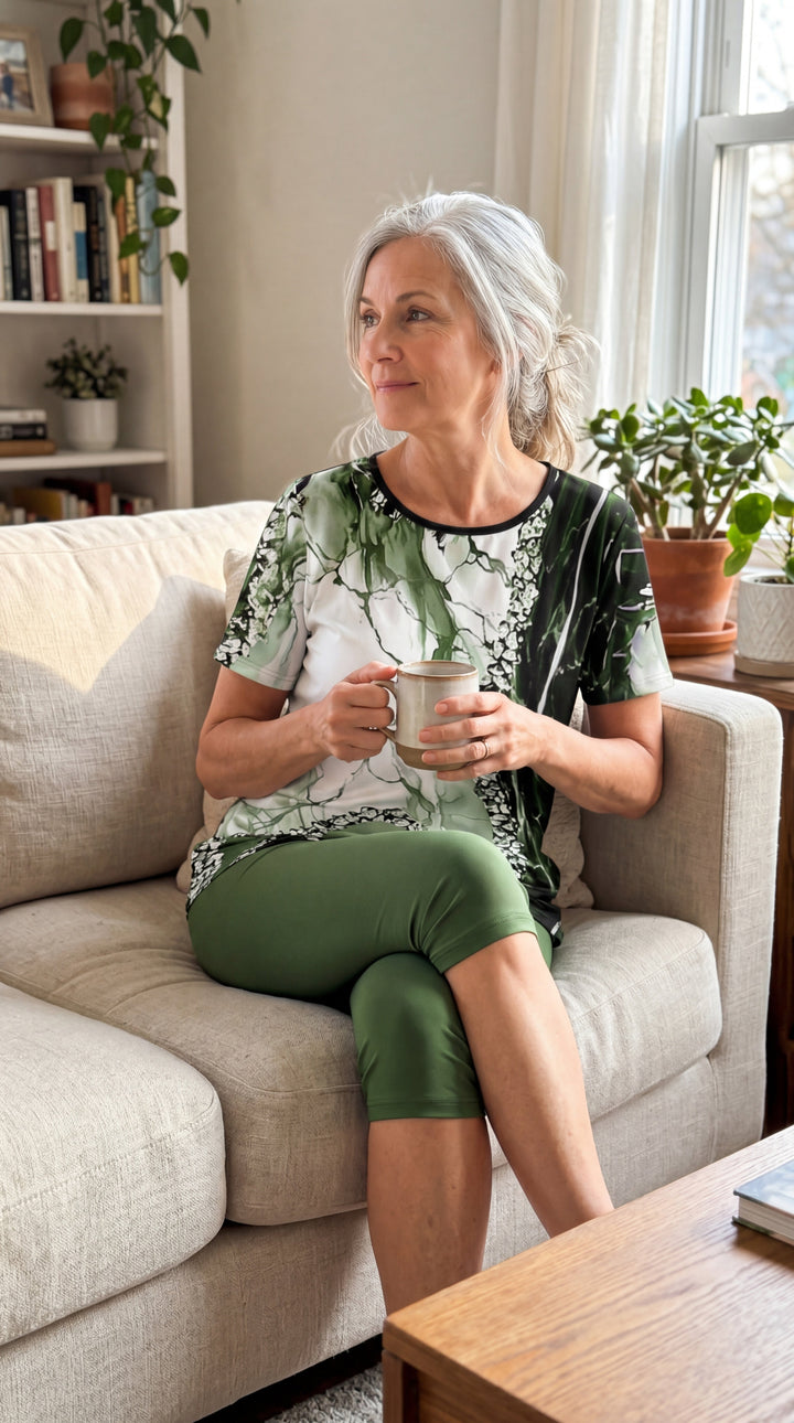 Luna Complete Stretch Printed Two-Piece Set, view 5 - Elena Harper