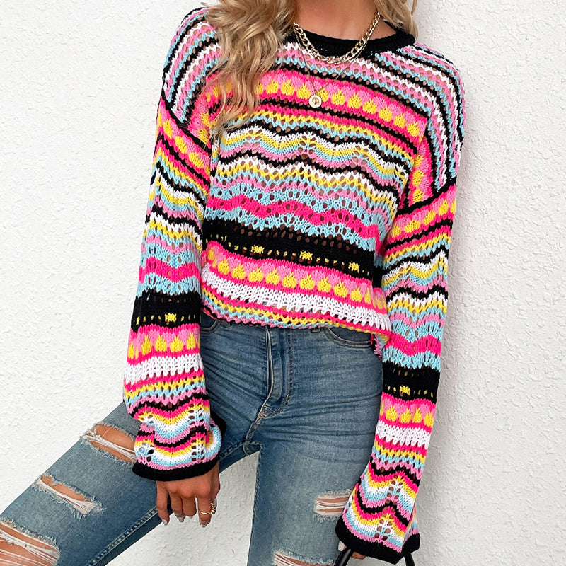 Colorful Striped Knit Pullover