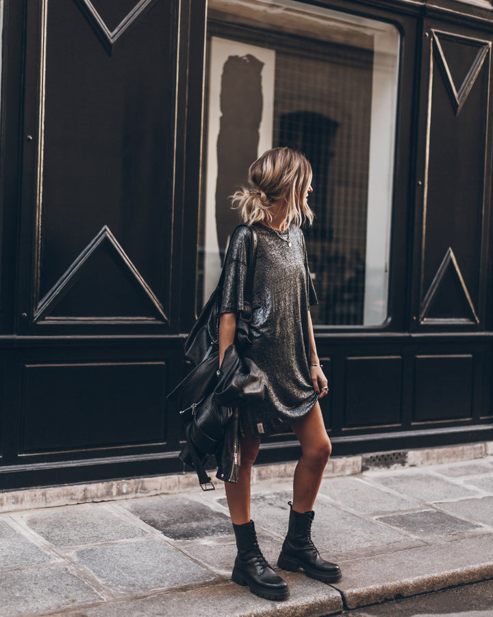 Kylie The Dark and Shiny Linen Dress, view 9 - Elena Harper