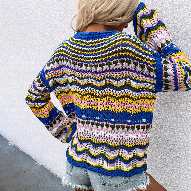 Colorful Striped Knit Pullover