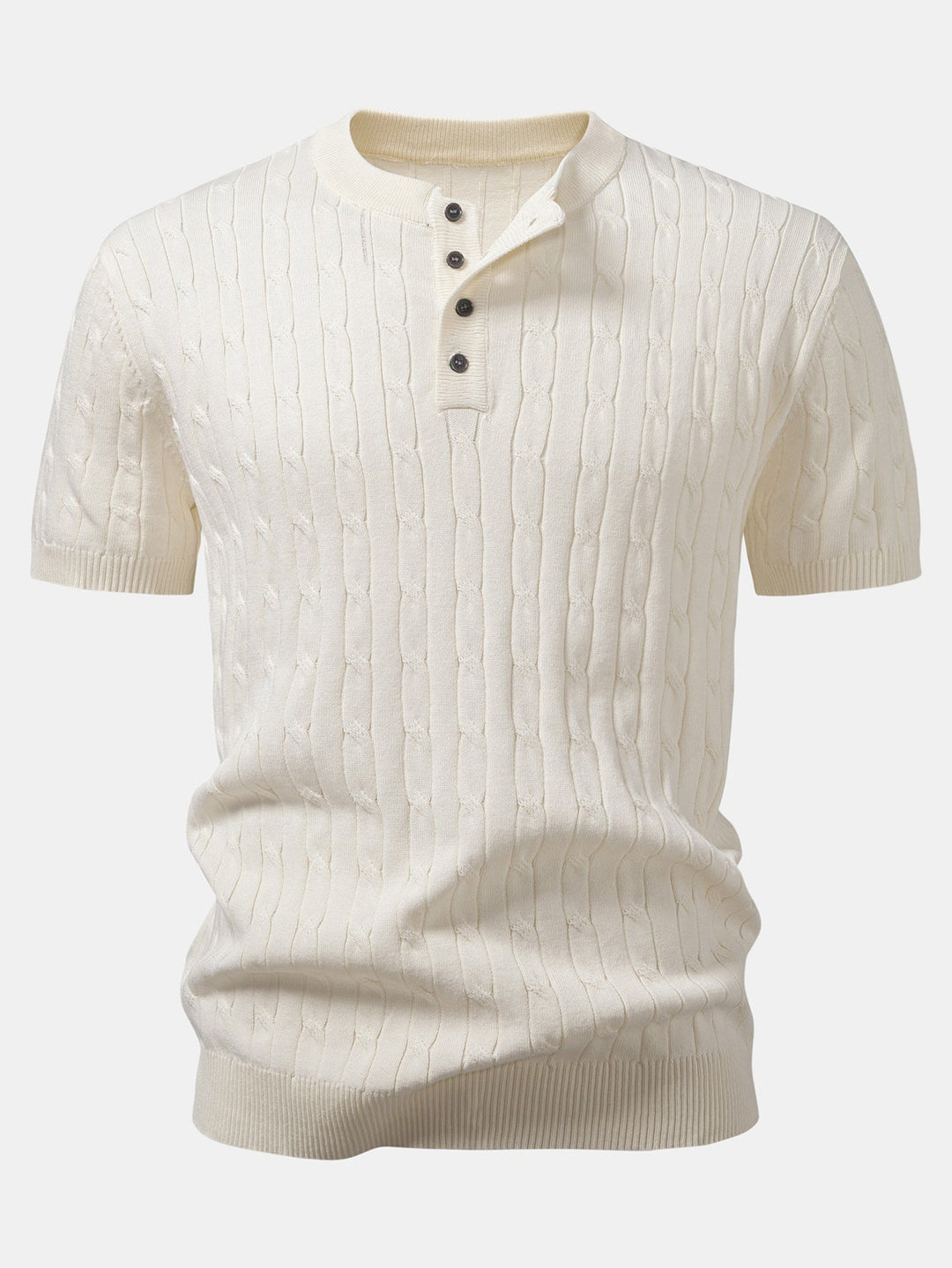 Twisted Knit Henley Shirt & Slim Fit Narrow Leg Pants - Elena Harper
