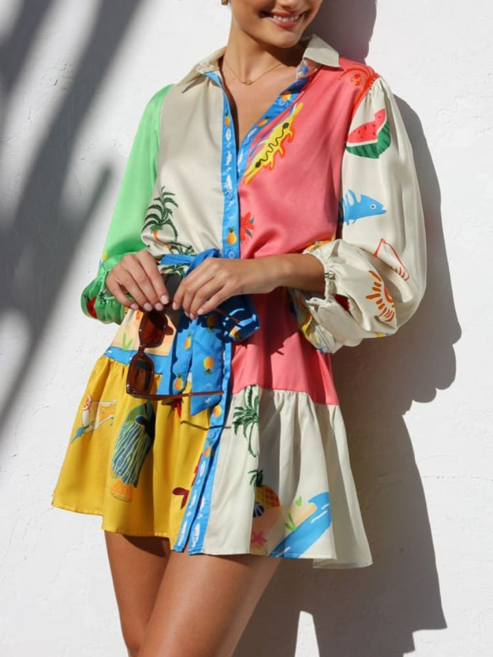Multi-Coloured Print Mini Dress - Elena Harper