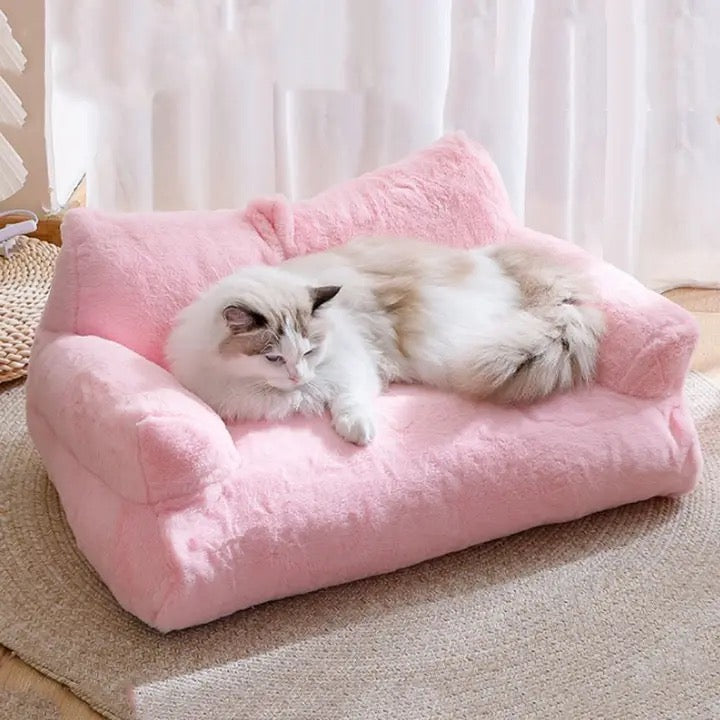 Cat's Luxury Sofa Lounge - Plush Pet Bed for Feline Comfort