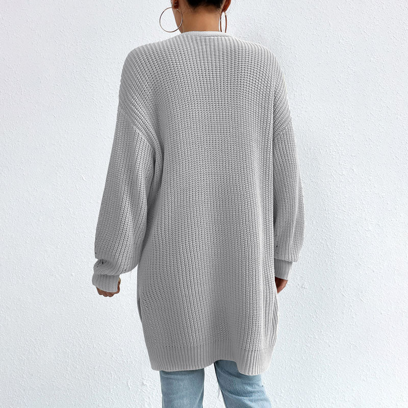 Casual Solid Color Knitted Cardigan