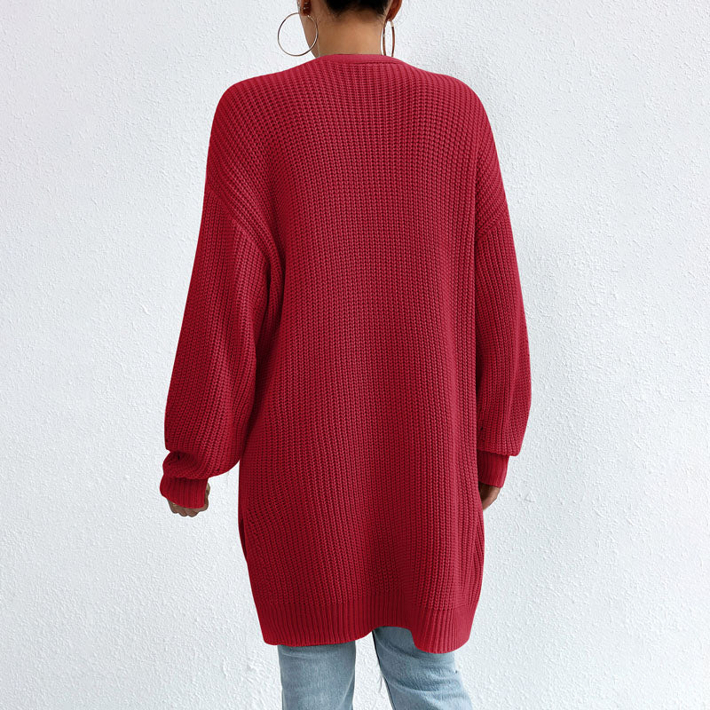 Casual Solid Color Knitted Cardigan