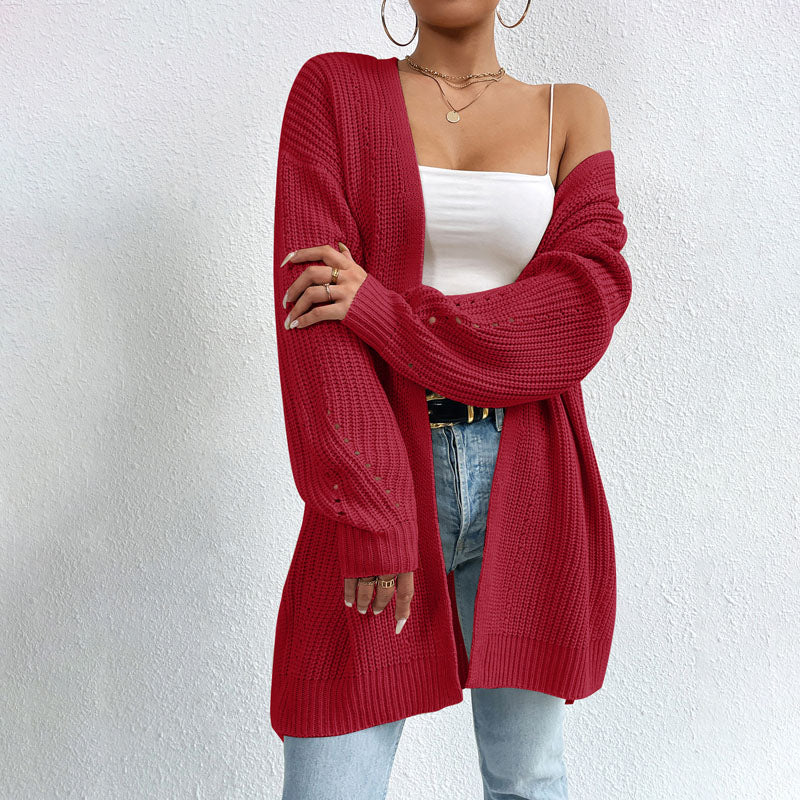 Casual Solid Color Knitted Cardigan