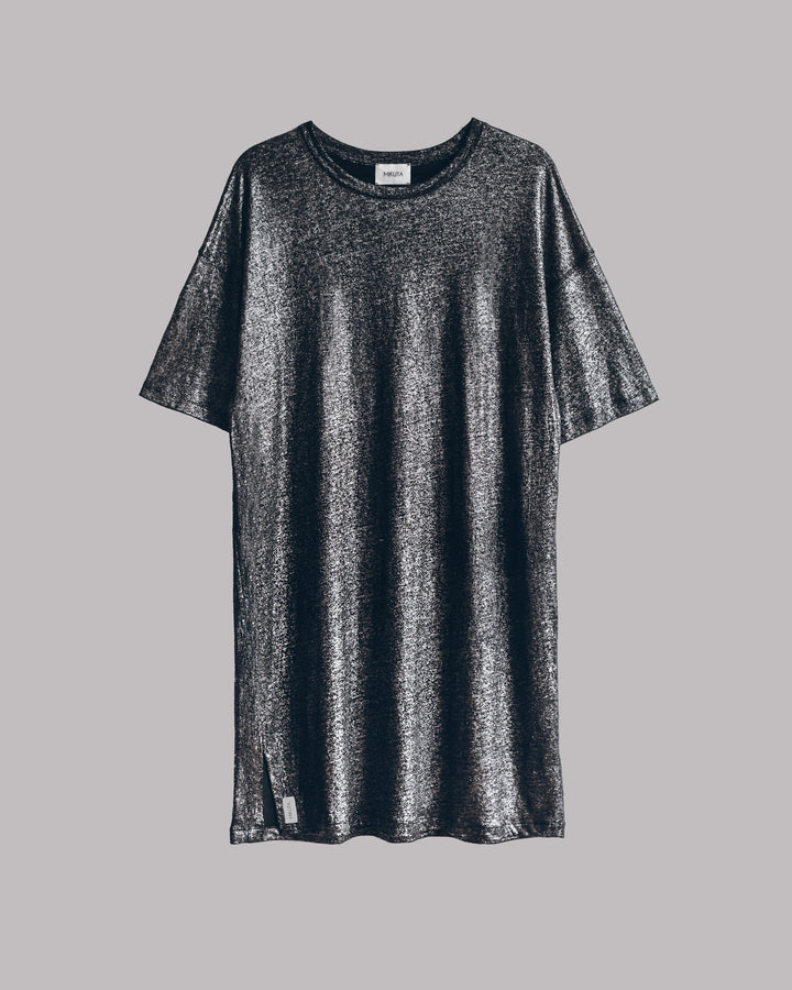 Kylie The Dark and Shiny Linen Dress, view 3 - Elena Harper