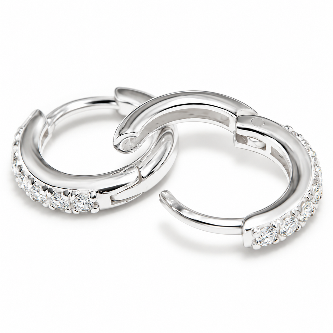 Cleo Micro-Pavé-Huggies with Sparkling Design, view 3 - Elena Harper