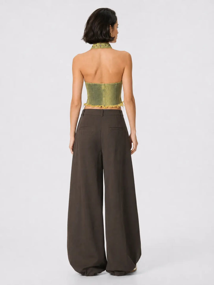 Buckle Halter Balloon-Pant Set