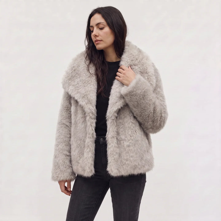 Ladies Oversized Faux Fur Coat with Open Front