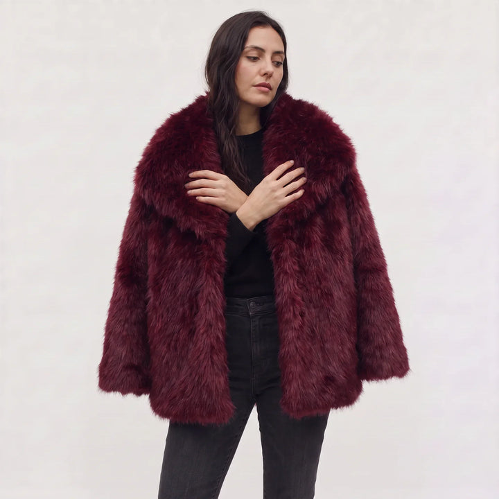 Ladies Oversized Faux Fur Coat with Open Front