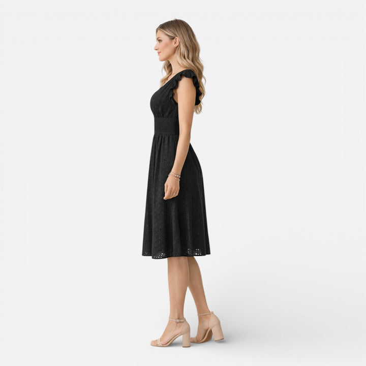 Embroidered Lace Midi Dress for Women – Elegant Style V-Neck Summer