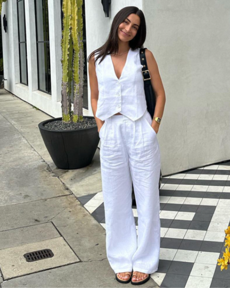 Linen Two-piece Set, view 2 - Elena Harper
