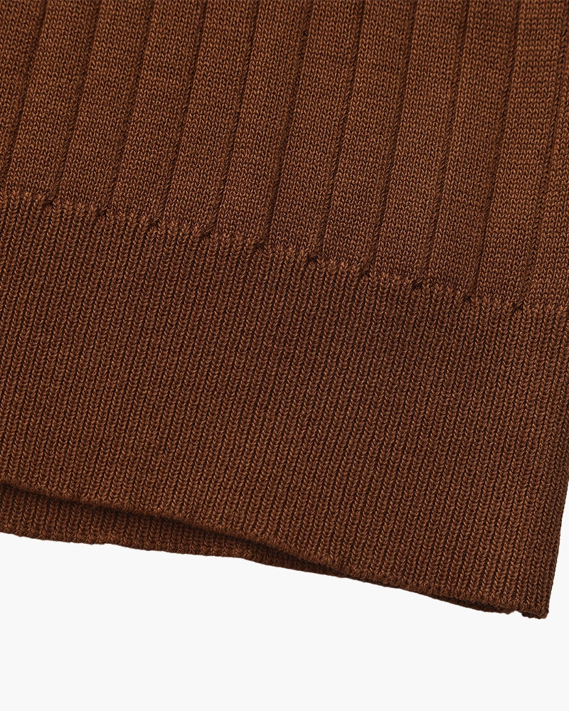 Knitted Polo with Ribbed Texture for Men