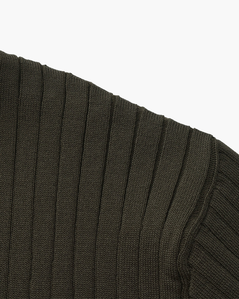 Knitted Polo with Ribbed Texture for Men