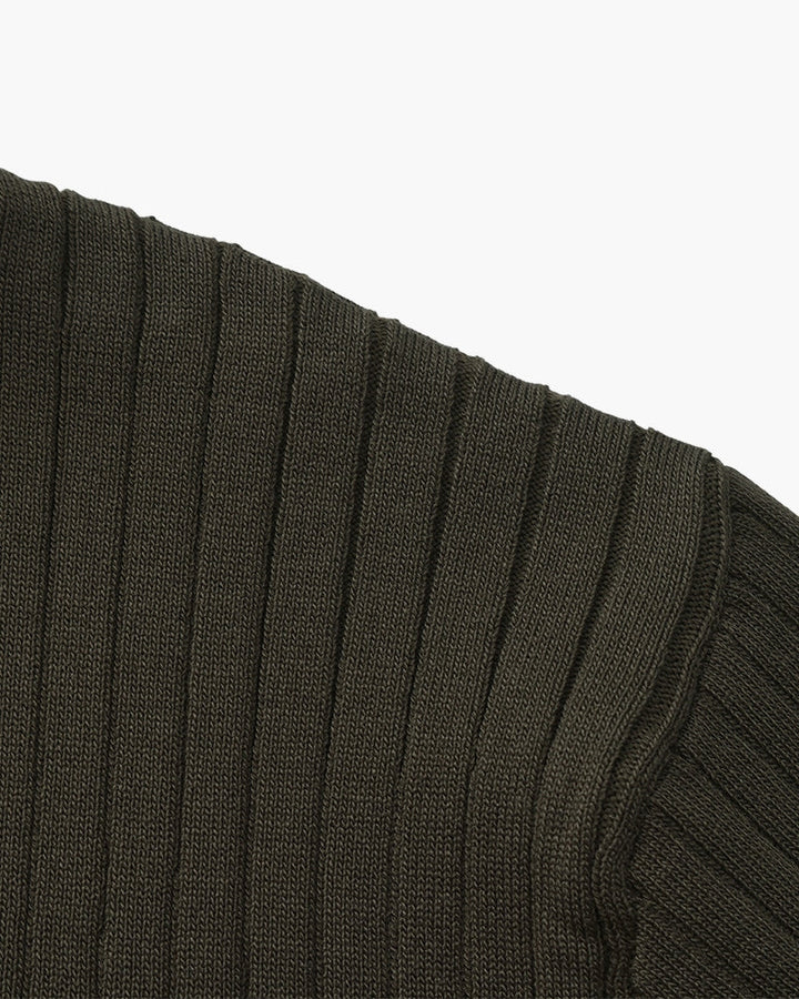 Knitted Polo with Ribbed Texture for Men