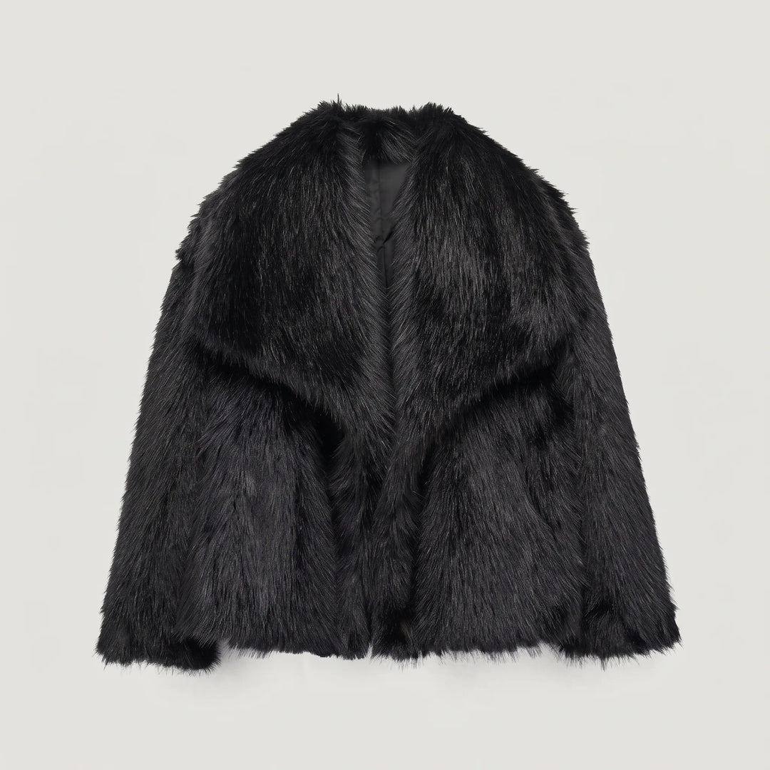 Ladies Oversized Faux Fur Coat with Open Front