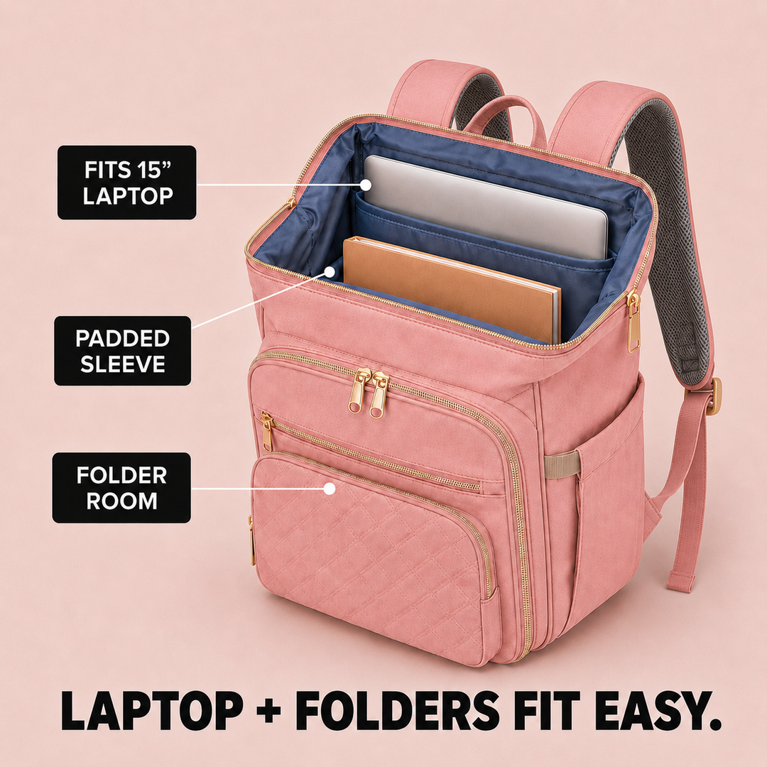 Carryla Insulated Backpack with Lunch Box, Laptop Sleeve, Waterproof Oxford - Elena Harper