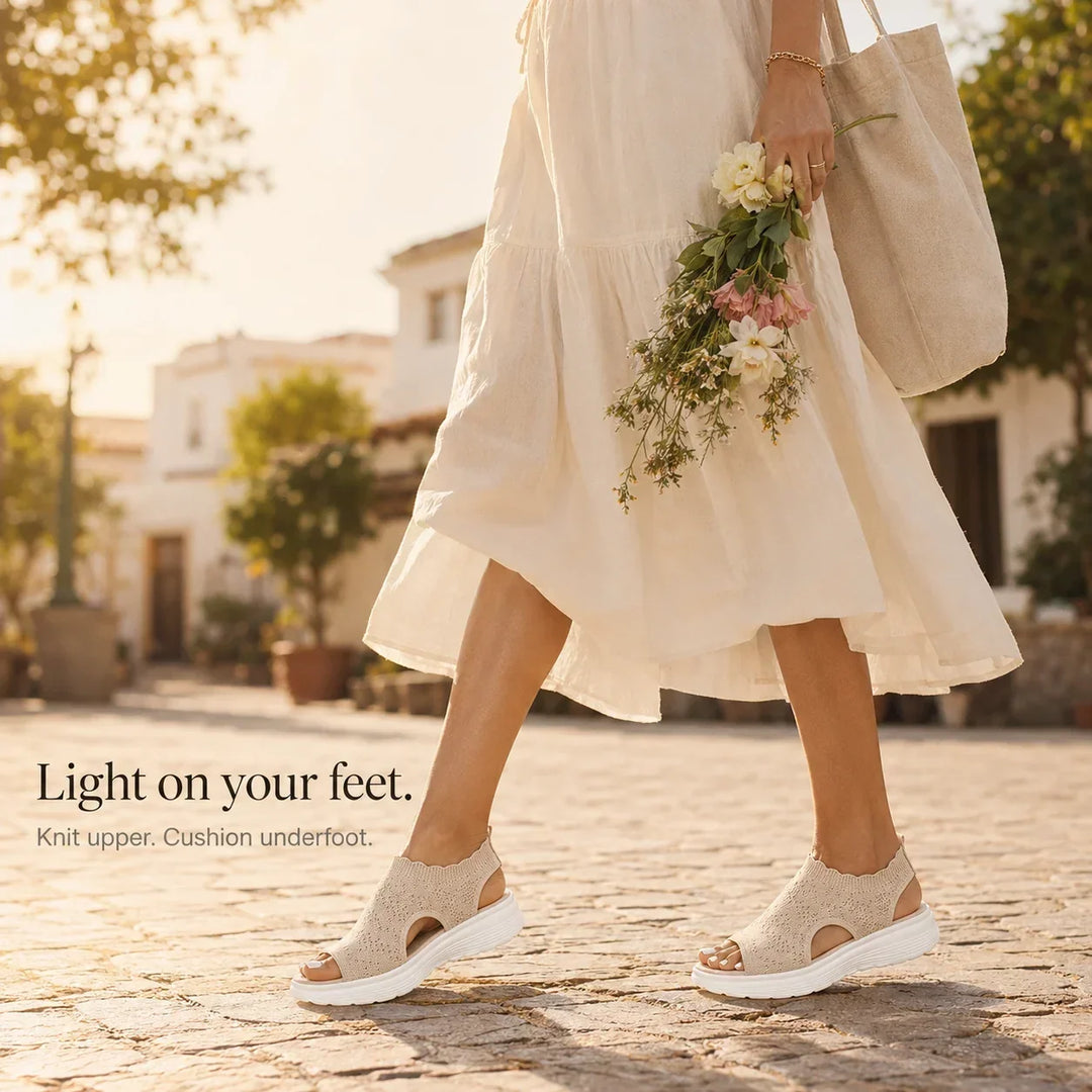 Aurelle Knit Platform Sandals with Cushioned Sole and Slingback - Elena Harper