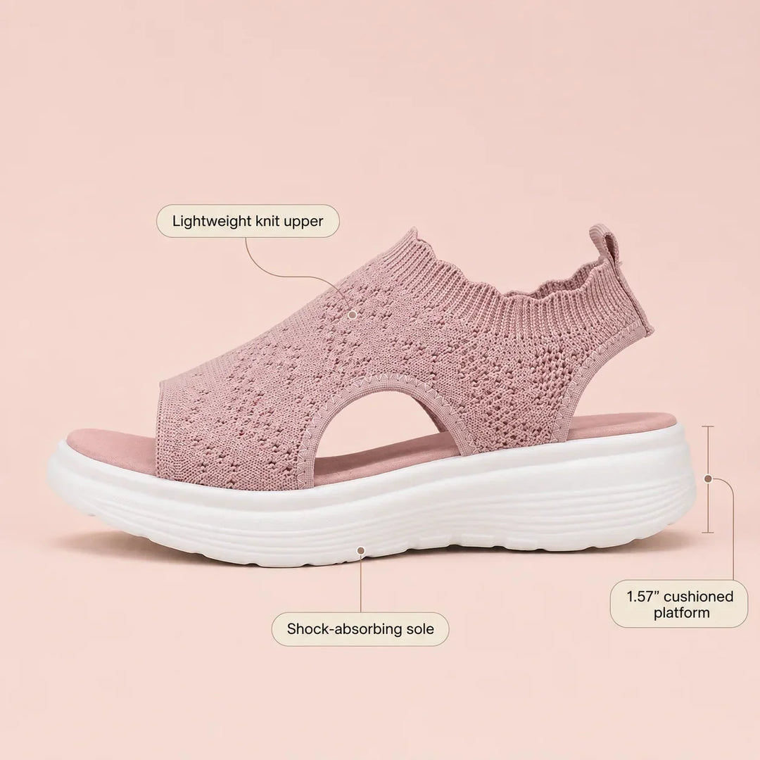 Aurelle Knit Platform Sandals with Cushioned Sole and Slingback - Elena Harper