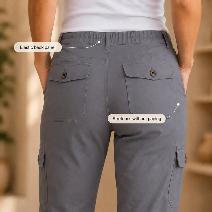 Caliva Cropped Cargo Capri Pants with Cuffed Hem and Pockets - Elena Harper