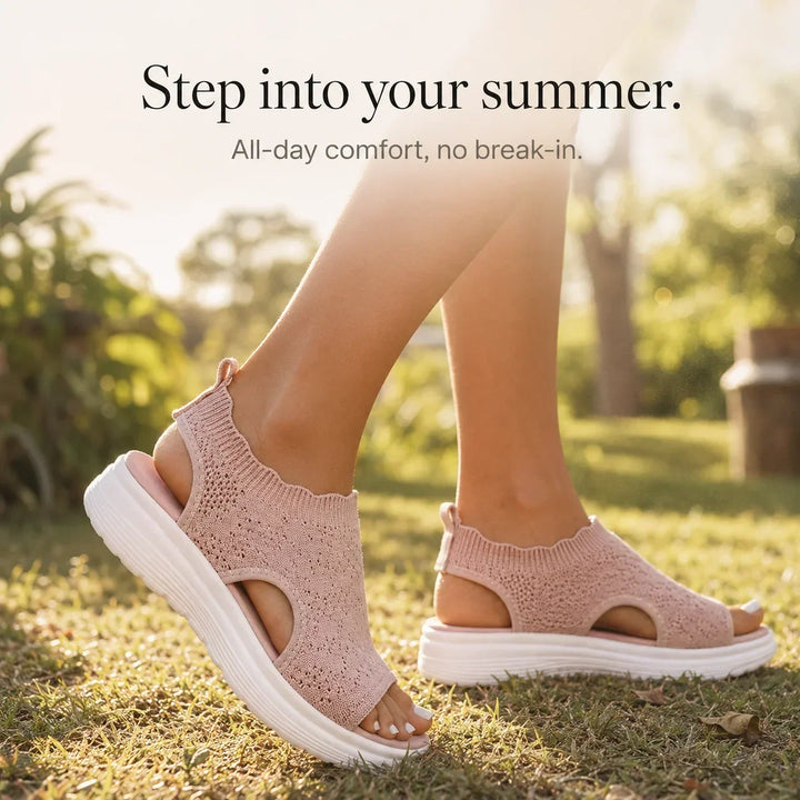 Aurelle Knit Platform Sandals with Cushioned Sole and Slingback - Elena Harper