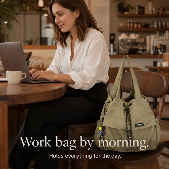 Carryall Convertible Drawstring Canvas Tote Backpack with Cargo Pockets - Elena Harper