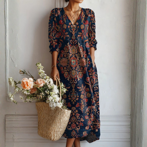 Elegant Linen Dress for Women Comfortable Vintage Style Dress - Elena Harper