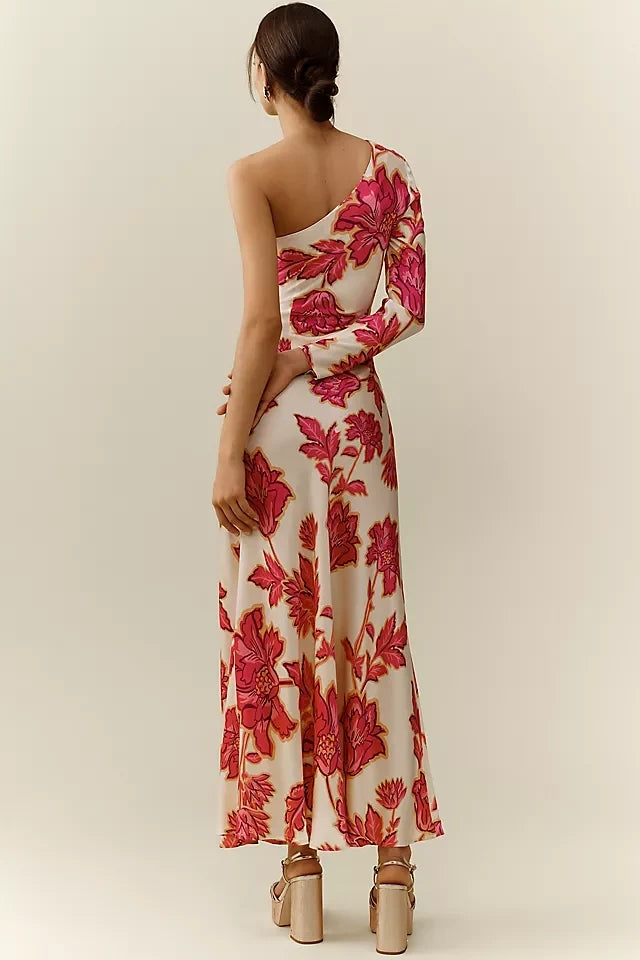 Valentina - Long Floral One-Shoulder Dress