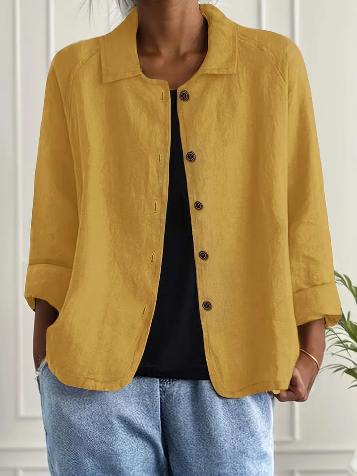 Lightweight Cotton Blouse with Collar and Button Closure for Women - Elena Harper