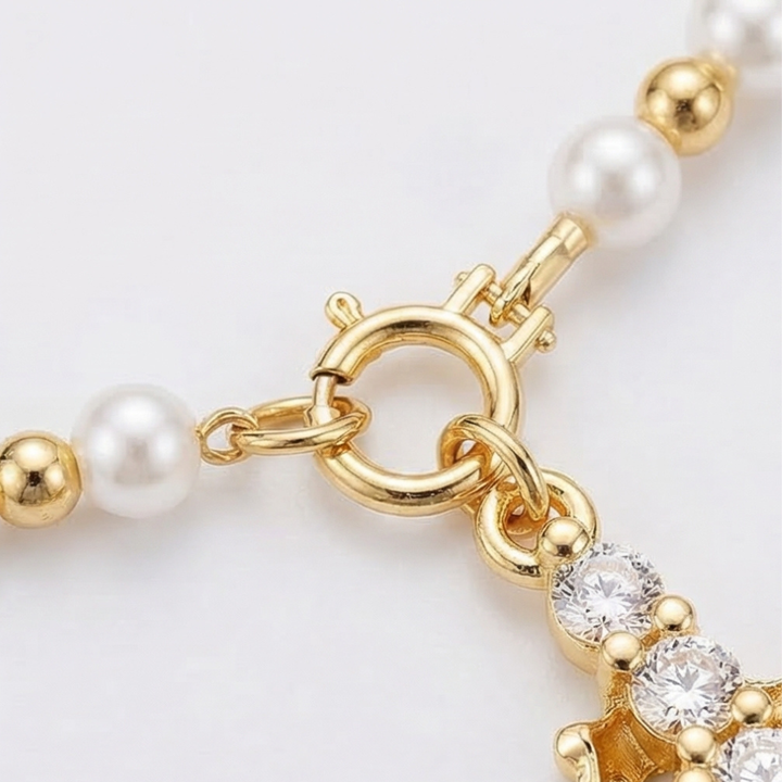 Crownara Crown Cross Pearl Bead Necklace - Elena Harper