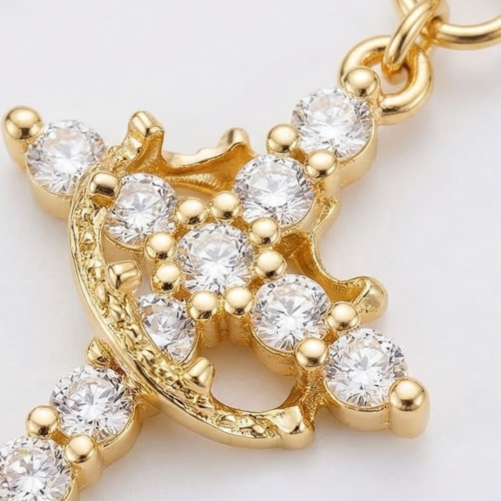 Crownara Crown Cross Pearl Bead Necklace - Elena Harper