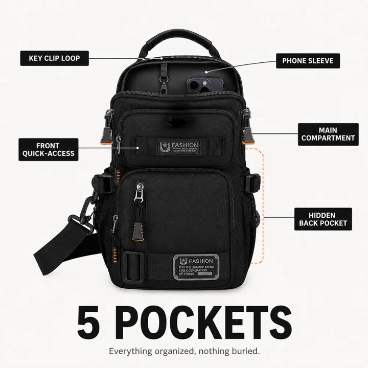 Cargolo Adjustable Chest Sling Bag Multi-Pockets - Elena Harper