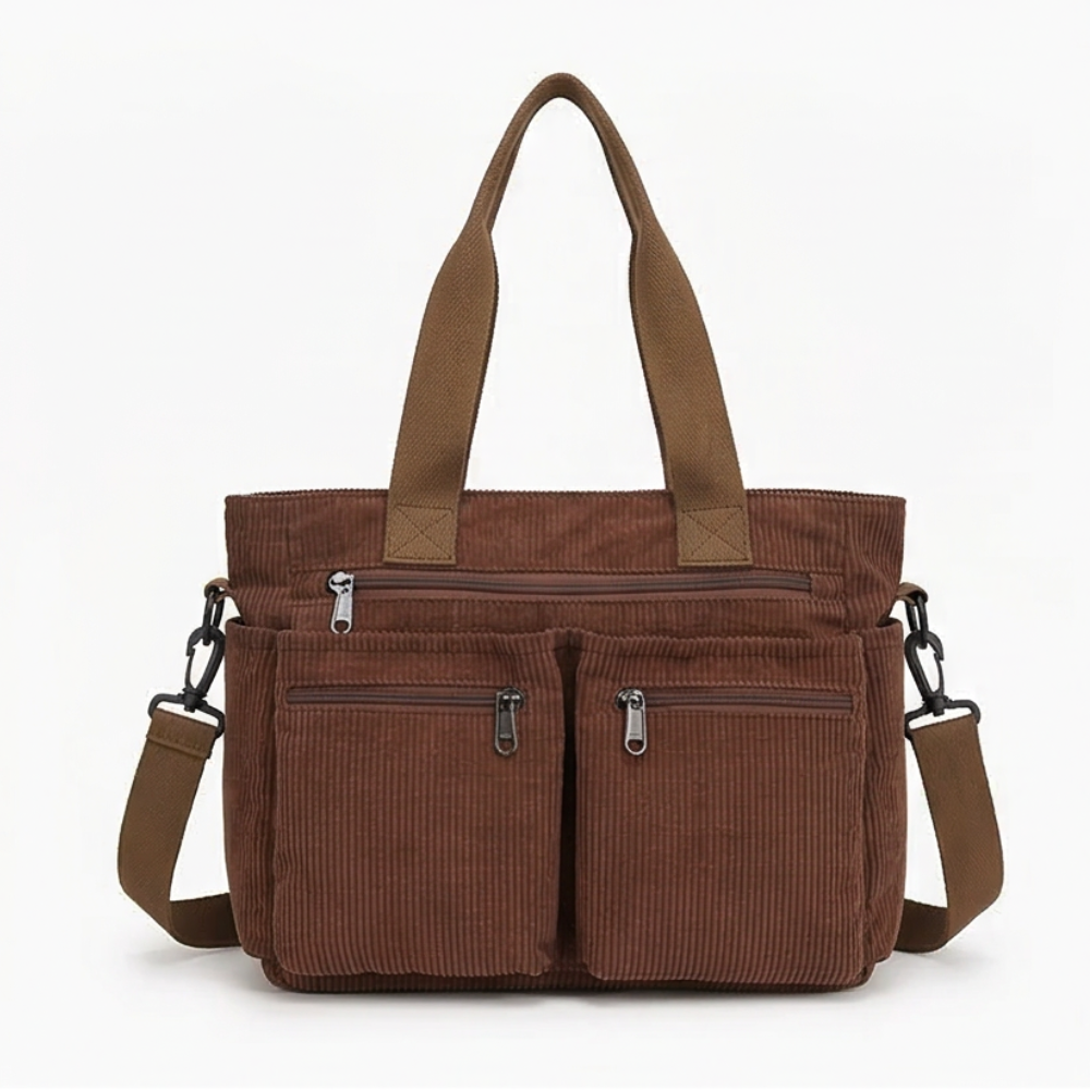 Clovera Multi Pocket Corduroy Shoulder Bag - Elena Harper