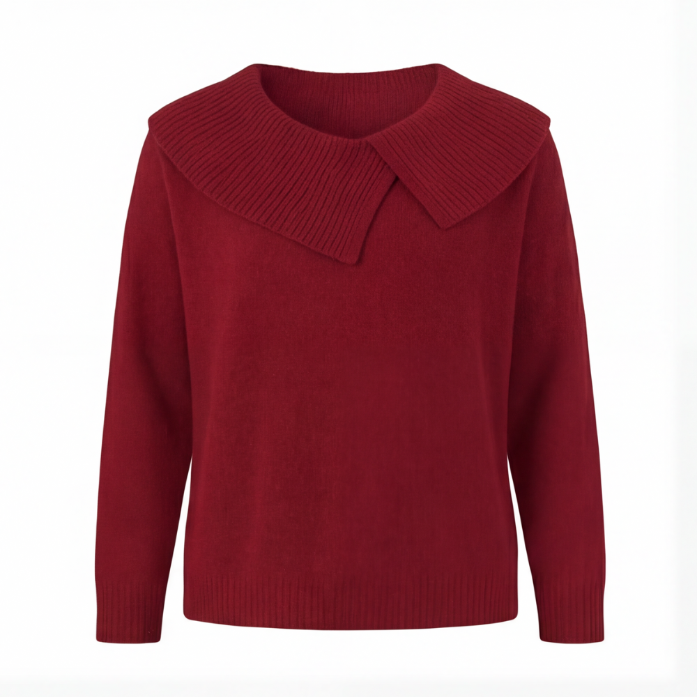 Collara Asymmetric Collar Knit Sweater - Elena Harper