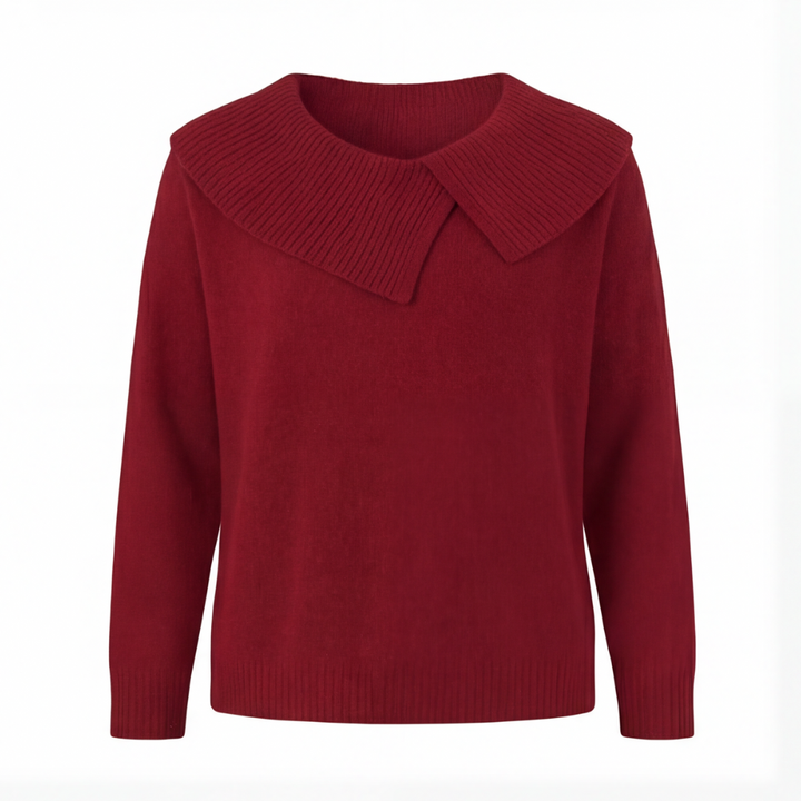 Collara Asymmetric Collar Knit Sweater - Elena Harper