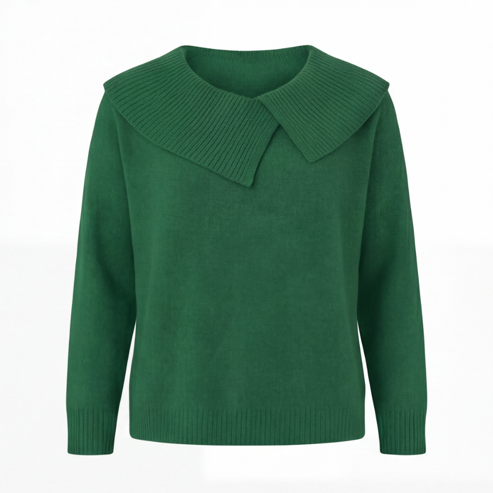 Collara Asymmetric Collar Knit Sweater - Elena Harper