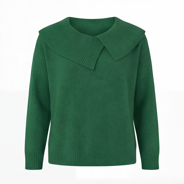Collara Asymmetric Collar Knit Sweater - Elena Harper