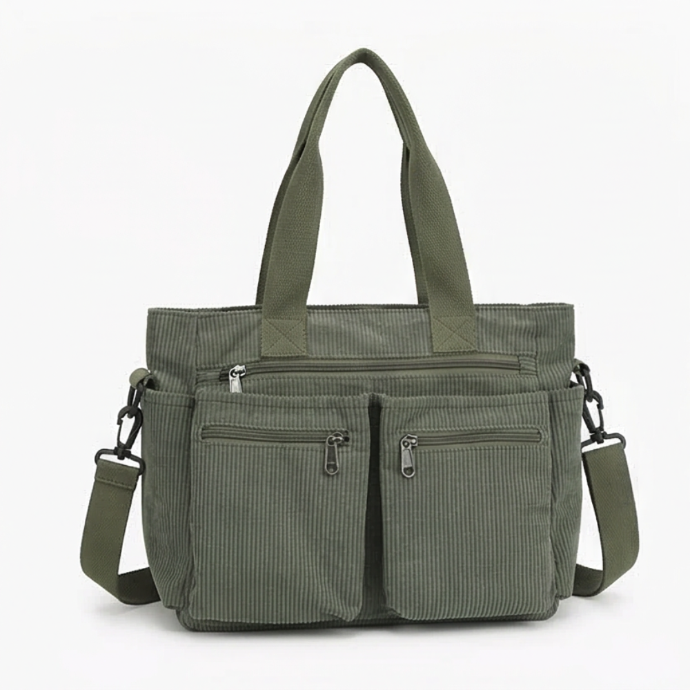 Clovera Multi Pocket Corduroy Shoulder Bag - Elena Harper
