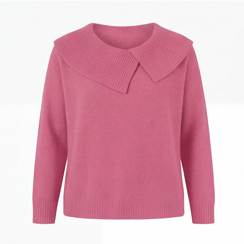Collara Asymmetric Collar Knit Sweater - Elena Harper
