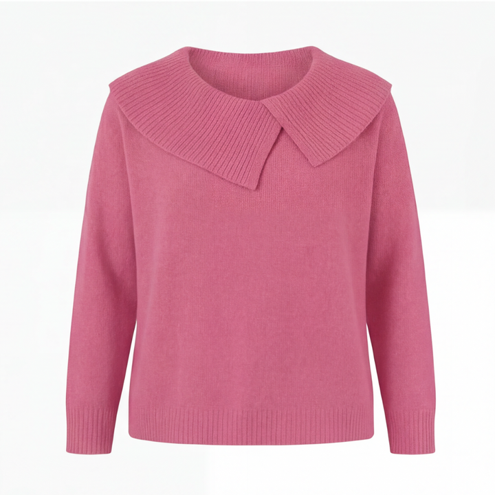 Collara Asymmetric Collar Knit Sweater - Elena Harper