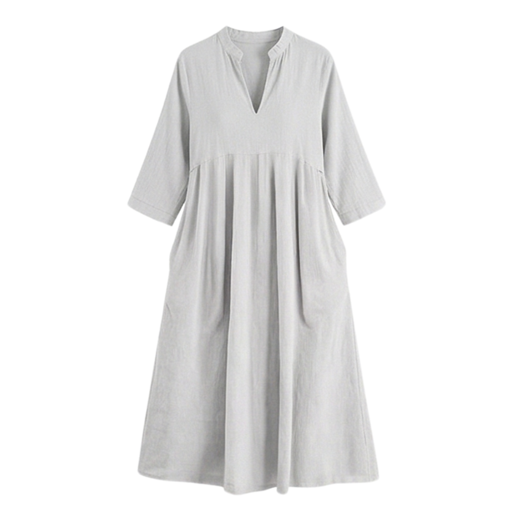 Elara Women's Soft Cotton Midi Dress with Pockets - Elena Harper