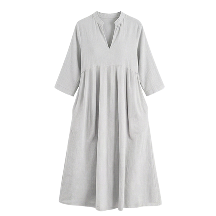 Elara Women's Soft Cotton Midi Dress with Pockets - Elena Harper